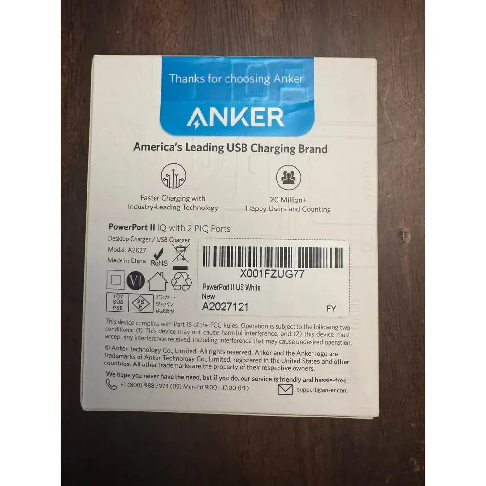 Anker powerport 2 IQ with 2 PIQ ports white NIB
